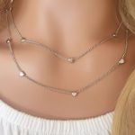 Loveah Layered Heart Necklace Adjustable 40-45CM Chain Titanium Stainless Steel