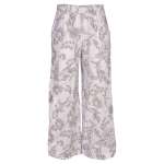 Heraldic Print Straight Leg Linen Pant - White L xl