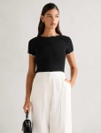 Rebecca Scallop Trim T-Shirt - XL Black porcelain