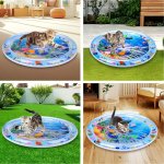 Interactive Cartoon Ocean Adventure Cat Play Mat - Splash-proof Pvc Pet Activity Pad With Floating Fish Toys Suitable For Indoor