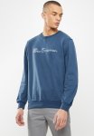 Ben Sherman Check Emb Crew Fleece Sweater - Blue