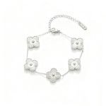 Clover Silver Bracelet Set For Women-silver Plated Luck Leaf
