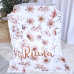 Personalised Fleece Blanket Wildflower Rusty Safari Pot