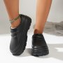 Women's Solid Color Fuzzy Slippers Soft Sole Platform Eva Warm Plush Lined Shoes Non-slip Comfort Clogs