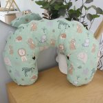 Feeding Pillow Cover Dotty Drawing Wolf Hedgehog Safari Green