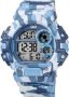 Mens Multifunction Sport Wrist Watch With Blue And White Camouflage Face And Strap