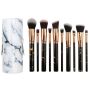 Professional 10 Piece Marble Brush Set & Pu Leather Holder - Pink