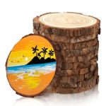 Fswcck 10 Pcs Unfinished Wood Slices For Centerpieces-round Natural Discs With Tree Bark Wooden Cookies Circles For Crafts Chris