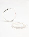 Silver Glitter Hoop Earrings