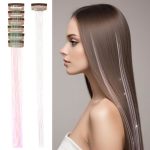 6 Pieces Shell Pink Glitter Hair Tinsel Clip In Extensions 20.5 Inch Shimmer Fairy Hair Accessories Shell Pink