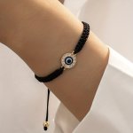 Vintage Style Devil's Eye Braided Thin Chain Bracelet Adjustable Hand Jewelry Decoration For Women