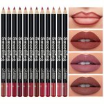 12PCS Lip Liner Pen 12 Colors Waterproof And Sweat-proof Not Easy To Fade Non-stick Cup Nude Lipstick Pencil Set Gift Valentine'