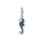 Silver Zirconia Blue Seahorse Charm
