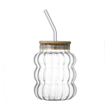 650ML Glass Retro Cup With Lid And Straw- YJA-5