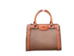 Elegant Two-tone Structured Satchel Handbag- Dark Brown