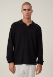 Cotton On Jimmy Long Sleeve Polo - Black