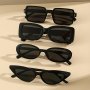 4PCS Black Fashion Plastic Frame Fashion Glasses For Women Men Punk Hiphop Anti Glare Decorative Shades For Beach Party Club