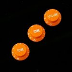 Strat Style Guitar Control Knobs Set 2 Tones 1 Volume Orange