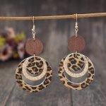 Stylish Dangle Earrings Retro Round Pendant With Leopard Print Pattern Match Daily Outfits Party Accessories Casual Dating Decor
