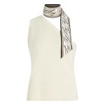 Scarf Print Knit Top -cannoli Cream