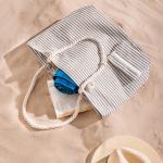 Dune Stripes Beach Bag Green
