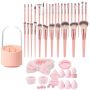 55 Piece - Makeup Brush & Beauty Tool Set With Storage Box - Rose Gold