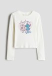 Print-motif Jersey Top - White lilo & Stitch