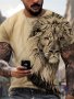 Lion Graphic 3D Printing Men's Creative Top Casual Slightly Stretch Short Sleeve Crew Neck T-shirt Men's Tee For Summer Outdoor