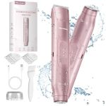 Akunbem 2 In 1 Women Electric Shaver Dual Head Bikini Trimmer For Women IPX7 Waterproof Wet & Dry Use Body Hair Trimmer And Faci