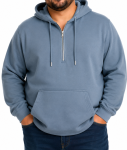 Mens Quarter Zip Hoody - 8XL Slate Blu