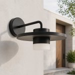 Matt Black LED Disc Outdoor Wall Light - 7W IP54
