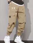 Trendy Graphic Pattern Cargo Pants Pockets Elastic Waist Casual Loose Trouser Boy's Clothing
