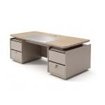Bf Platinum Living 2.4M Vortex Office Table - Oak & Taupe