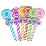 6PCS Candy-shaped Lollipop Balloons - Reusable Aluminum Foil Perfect For Weddings Birthdays Graduations & More - Versatile Party