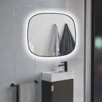 Sharon Illuminated Cct LED Black Bathroom Mirror With Defogger