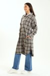 Ladies Branded Oversized Plaid Winter Button Down Shirt Dress