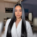 1PC Black Long Straight Synthetic Wig Elegant Middle Part Natural Look Heat Resistant Hair For Women Cosplay & Costume Available