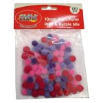 Pom-poms 10MM Pink And Purple Mix 120 Piece
