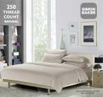 Simon Baker 250 Thread Count Egyptian Cotton Stripe Duvet Set Natural Various Sizes - Natural King 230CM X 220CM +2PILLOWCASE