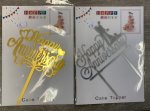 Cake Topper Happy Aniverssary Gold Silver