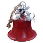 Metal Bell With White Bows Christmas Decoration 30CM Red