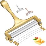 Sopito Cheese Slicer Stainless Steel With 3 Extra Wires Great For Cheddar Gruyere Raclette Mozzarella Cheese Block Gold