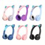 Cute Cartoon Cat Ear Wireless Headphones With LED Lights - Foldable Stereo Sound Noise-canceling MIC Wireless Connectivity For Tablets & Smartphones