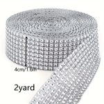 1.83 Meter Rhinestone Ribbon Trim 4.06CM Wide Silvery golden Faux Diamond Meshplated For Fashion Accessories And Event Decoratio