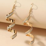 Stylish Drop Earrings Trendy Spiral Design Paved Shining Gemstone Golden Silvery Black Make Your Call Match Daily Outfits Part