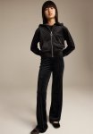 Flared Velour Trousers - Black