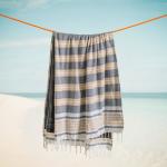 Unison Stripe Backed Fouta Charcoal And Beige