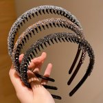 Fashion Resin Hairbands For Girls - 3 Pack Sparkling Teethed Hair Hoops With Rhinestones For All Seasons - Durable Headbands For