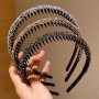 Fashion Resin Hairbands For Girls - 3 Pack Sparkling Teethed Hair Hoops With Rhinestones For All Seasons - Durable Headbands For Ages 3-14