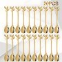 10/20PCS Stainless Steel Coffee Spoon Set Creative Leaf-shaped Handle Coffee Stirrer Honey Spoon Fruit Spoon Silver And Gold Colors